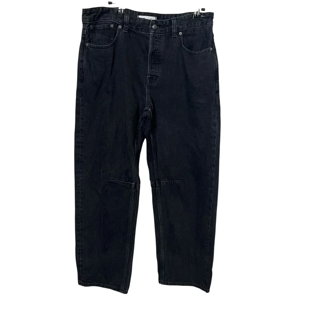 Madewell The Darted Barrel-Leg Jean Womens 28 Black Cotton Balloon Fit Jeans